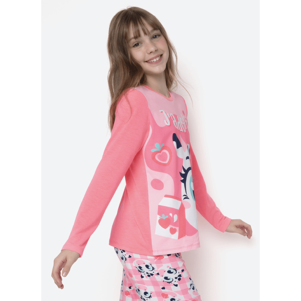 Pijama Manga Longa Viscolycra Menina Teen Vaca Romântica - 2