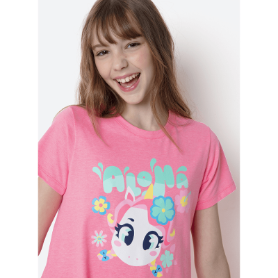 Camisola Manga Curta Algodão Menina Teen Unicórnio Aloha