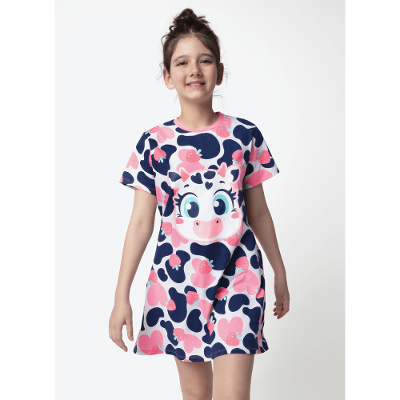 Camisola Manga Curta Algodão Menina Teen Vaca Romântica