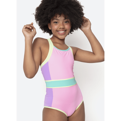 Maiô com Proteção Solar Menina Teen Color Block