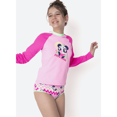 Conjunto Camiseta e Calcinha Menina Teen Panda Miami
