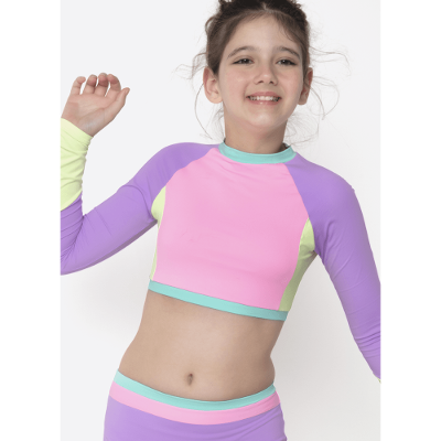 Conjunto Cropped e Calcinha Menina Teen Color Block