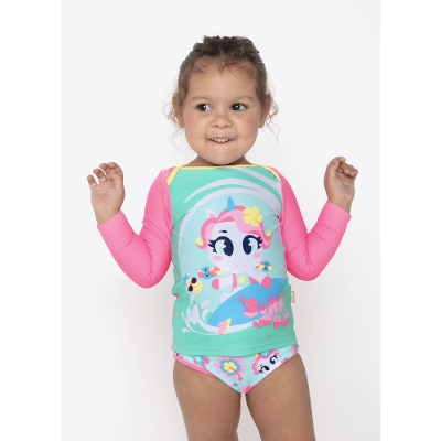 Conjunto Camiseta e Calcinha Bebê Menina Unicórnio Aloha