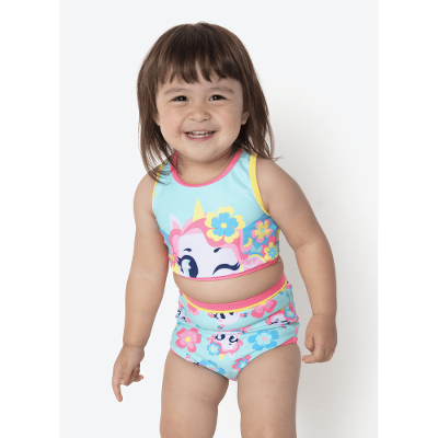 Biquíni com Proteção Solar Bebê Menina Unicórnio Aloha