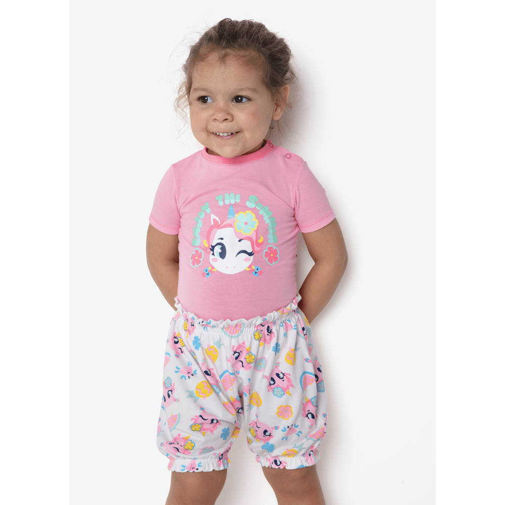 Pijama Manga Curta Viscolycra Bebê Menina Unicórnio Aloha - 1