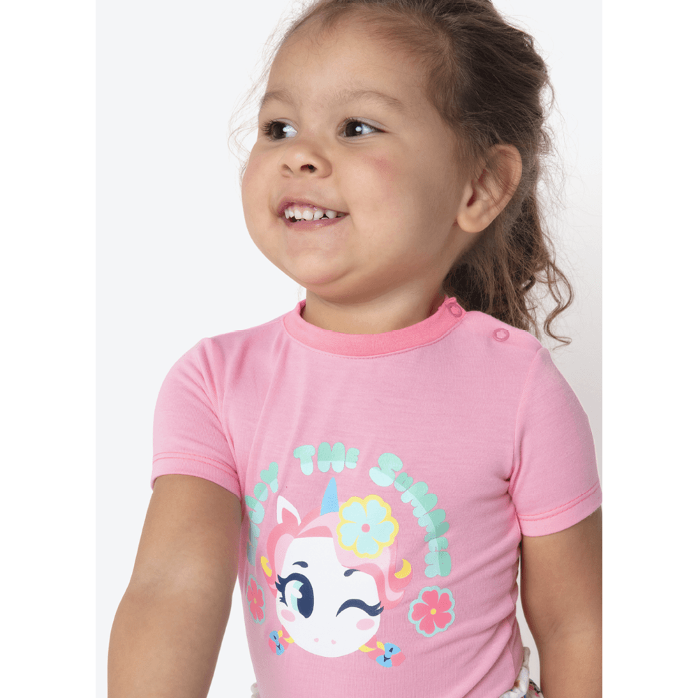 Pijama Manga Curta Viscolycra Bebê Menina Unicórnio Aloha - 2