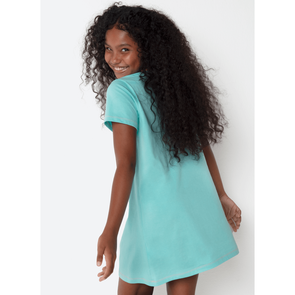 Camisola Manga Curta Algodão Menina Teen Pet Sereia - 3