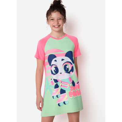 Camisola Manga Curta Viscolycra Menina Teen Panda Miami