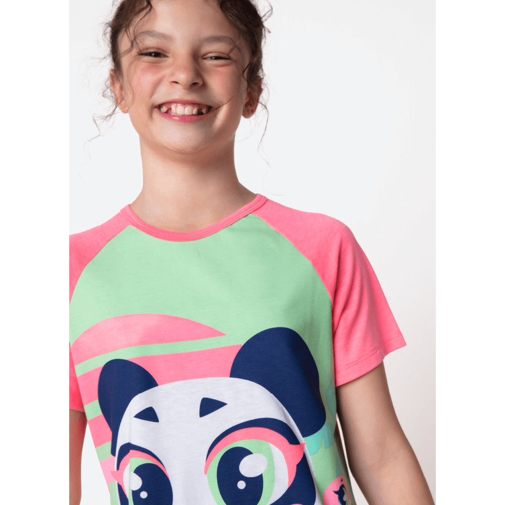 Camisola Manga Curta Viscolycra Menina Teen Panda Miami - 2