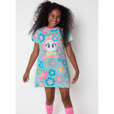 Camisola Manga Curta Algodão Menina Teen Unicórnio Aloha