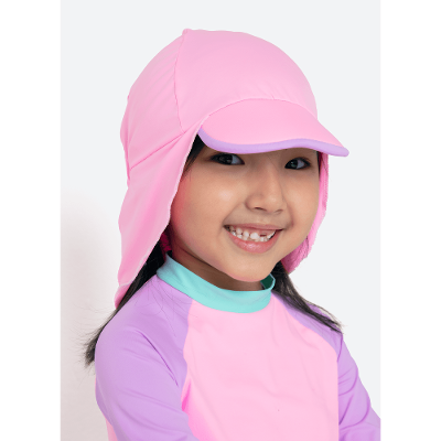 Chapéu com Proteção Solar Menina Color Block Rosa