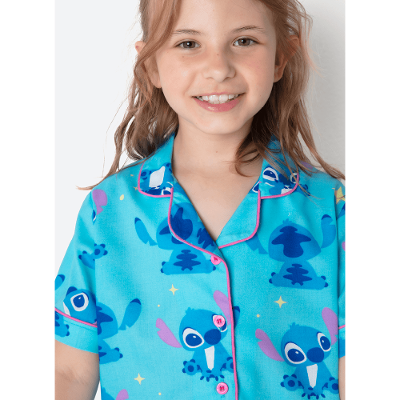 Pijama Manga Curta Viscose Menina Stitch