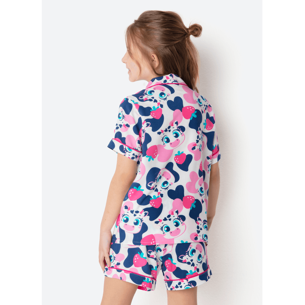 Pijama Manga Curta Viscose Menina Vaca Romântica - 4