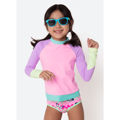 Camiseta Manga Longa Menina Color Block