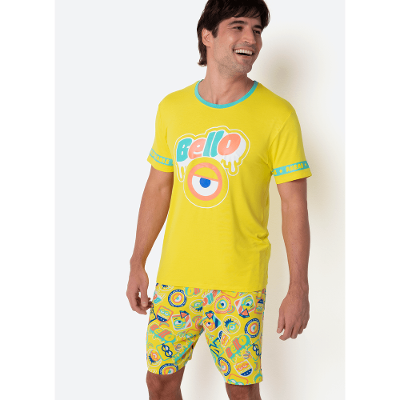 Pijama Manga Curta Viscolycra Masculino Minions