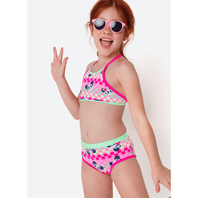 Biquíni Quadriculado Menina Panda Miami