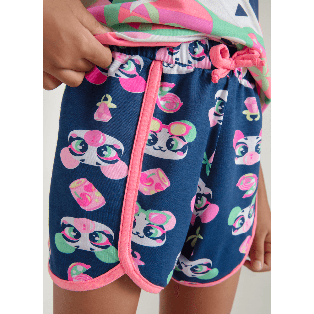 Pijama Manga Curta Viscolycra Menina Panda Miami - 3