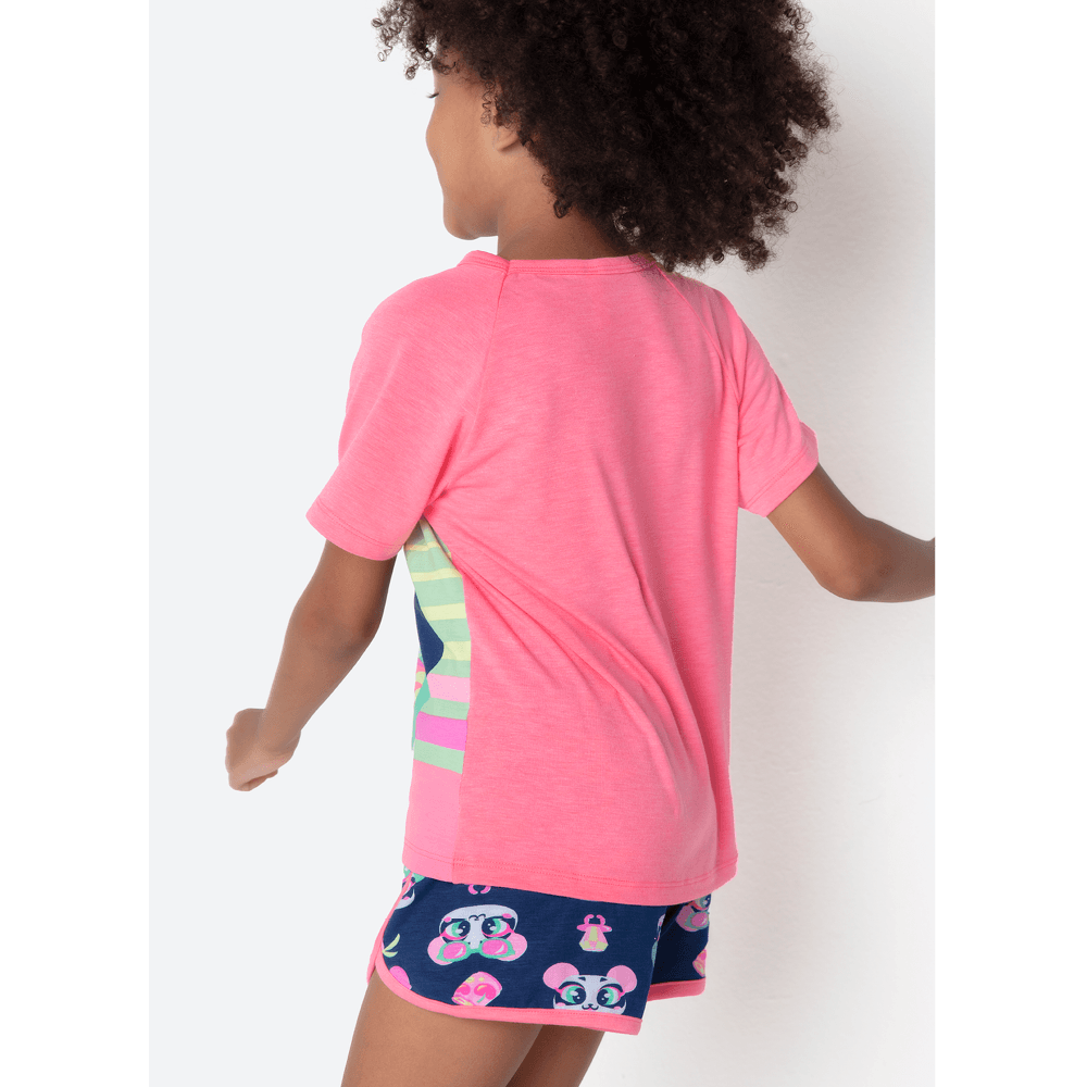 Pijama Manga Curta Viscolycra Menina Panda Miami - 4