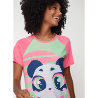 Camisola Manga Curta Viscolycra Feminina Panda Miami - 2