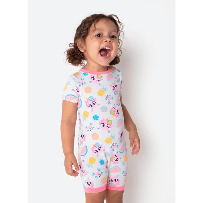 Macacão Manga Curta Viscolycra Bebê Menina Unicórnio Aloha