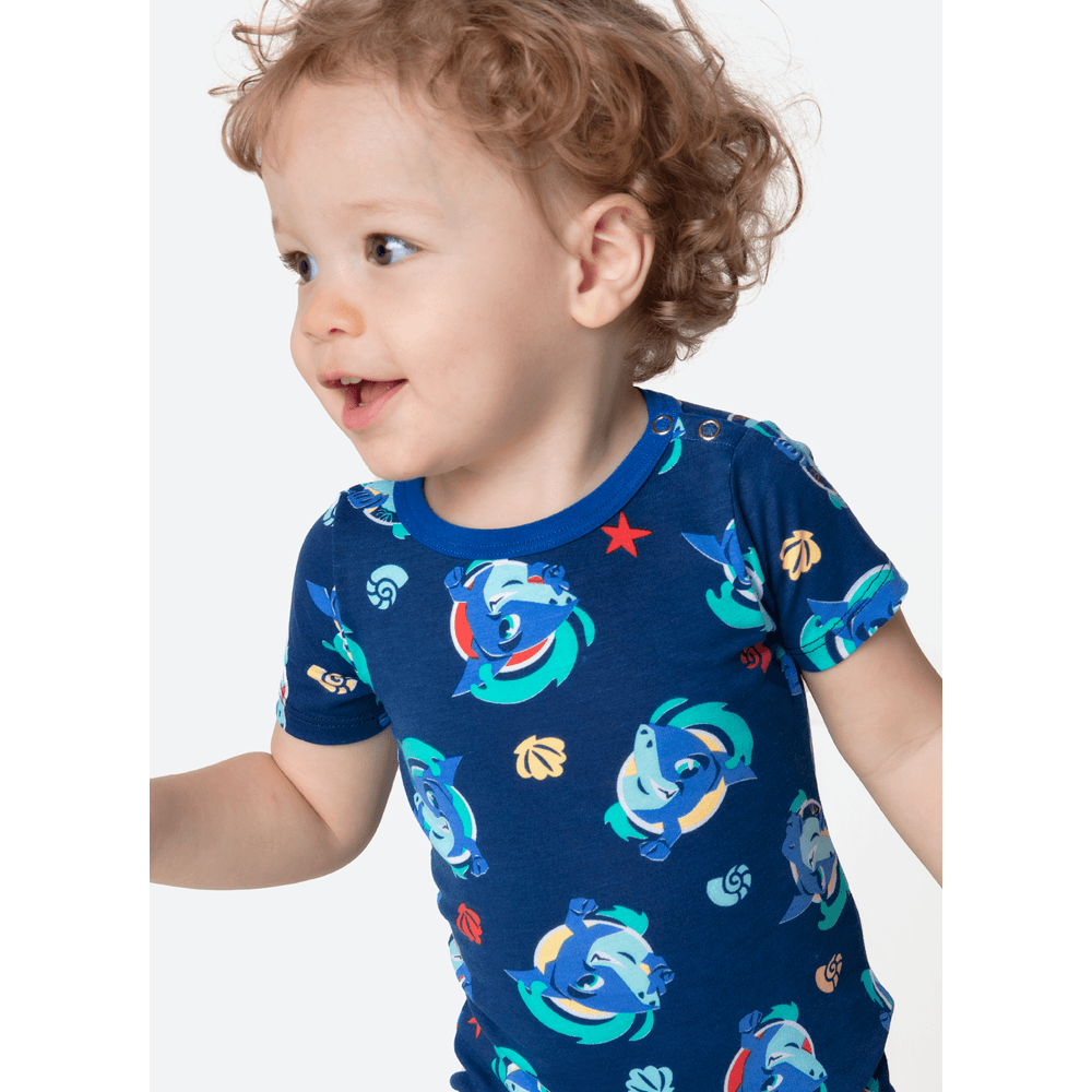 Macacão Manga Curta Viscolycra Bebê Menino Tubarão Aloha - 2