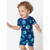 Macacão Manga Curta Viscolycra Bebê Menino Tubarão Aloha - 1