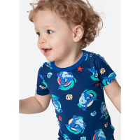 Macacão Manga Curta Viscolycra Bebê Menino Tubarão Aloha - 2