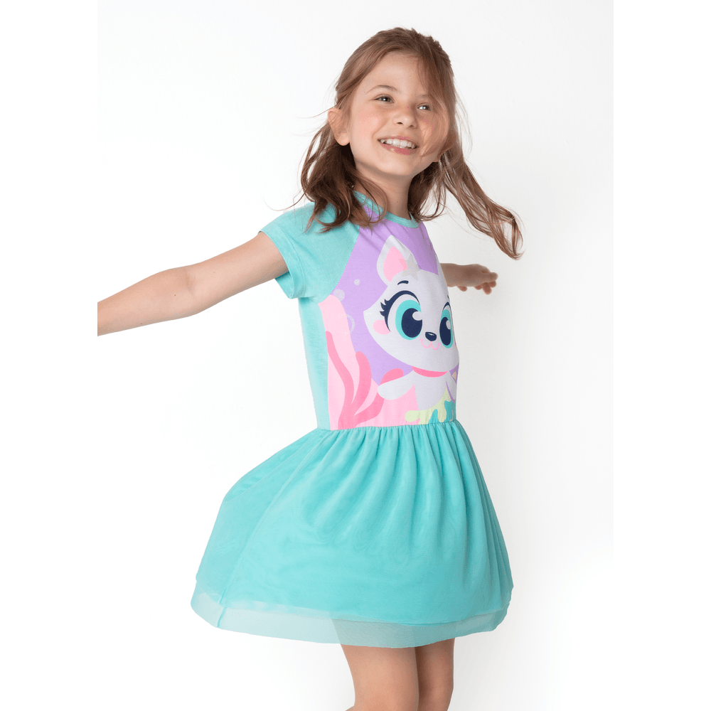 Camisola Fantasia Manga Curta Viscolycra Menina Pet Sereia - 1