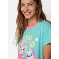 Pijama Manga Curta Algodão Feminino Pet Sereia - 2