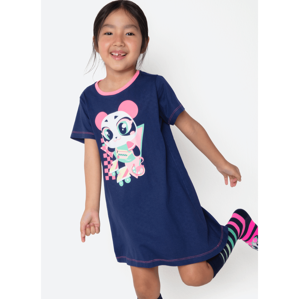 Camisola Manga Curta Algodão Menina Panda Miami - 3