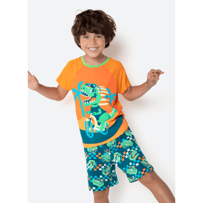 Pijama Manga Curta Viscolycra Menino Dino Miami