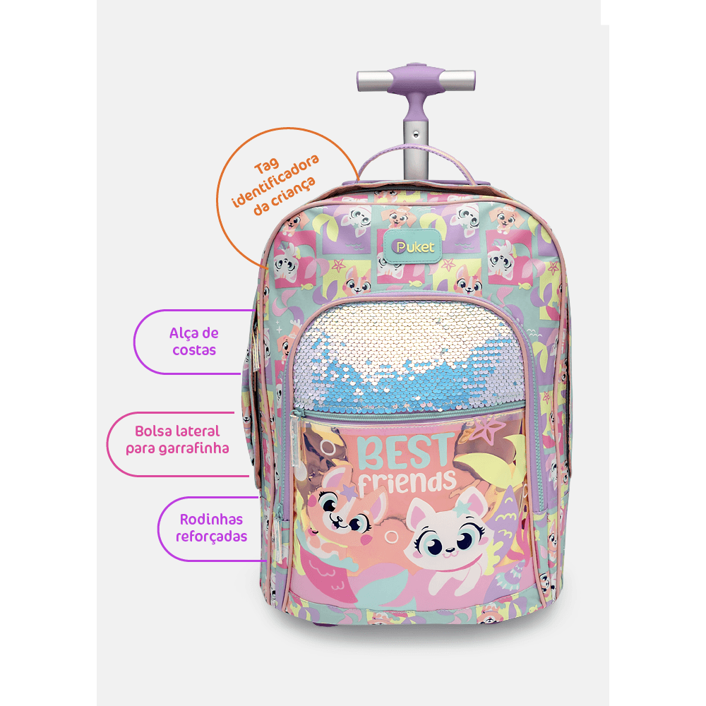 Mochila com Rodinha Grande Pet Sereia - 8