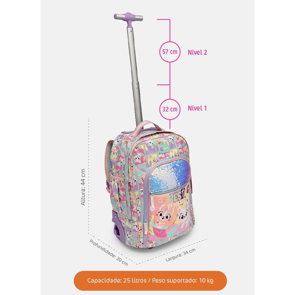 Mochila com Rodinha Grande Pet Sereia - 9