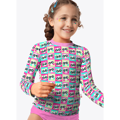 Camiseta Manga Longa com Proteção Solar Menina Panda Summer