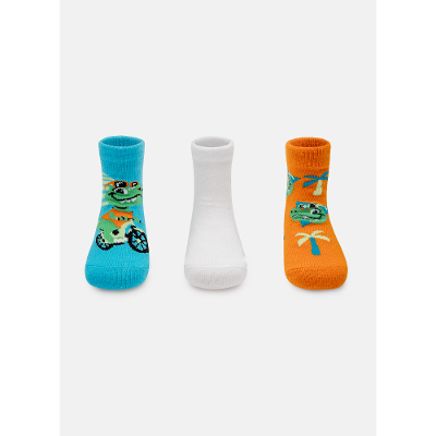 Kit com 3 meias Bebê Menino Dino Miami