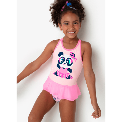 Maiô com Proteção Solar Menina Panda Ballet