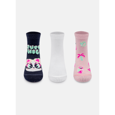 Kit com 3 meias Bebê Menina Panda Miami