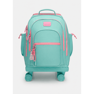 Mochila com Rodinha 360 Verde Água e Rosa