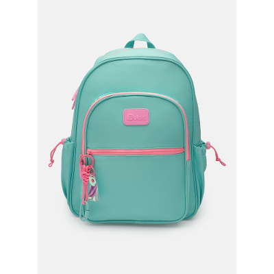 Mochila Costas Média Verde Água e Rosa