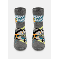 Meia Soquete Com Sola Emborrachada Menino Teen Tubrão Rockstar - 1