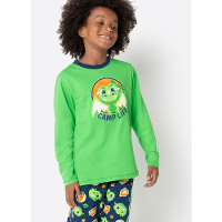Pijama Manga Longa Algodão Menino Dragão Camping - 1
