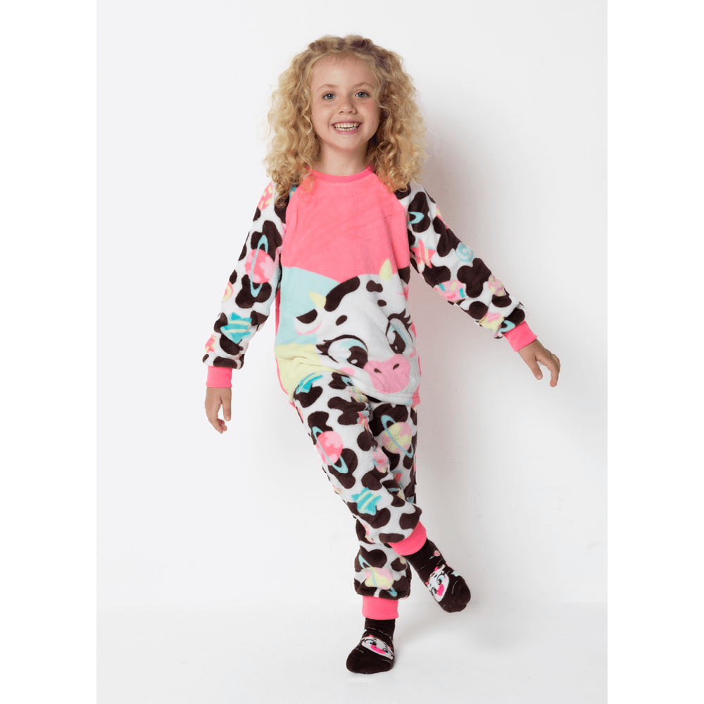 Pijama Manga Longa Soft Menina Vaca Chocolate - 1