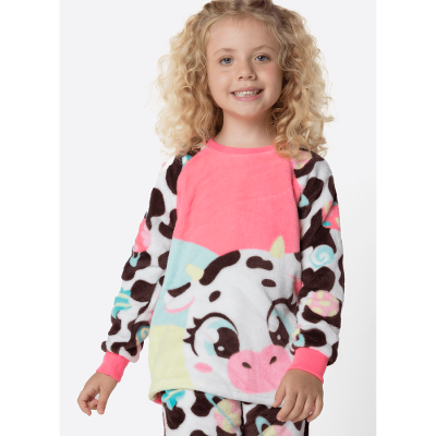 Pijama Manga Longa Soft Menina Vaca Chocolate
