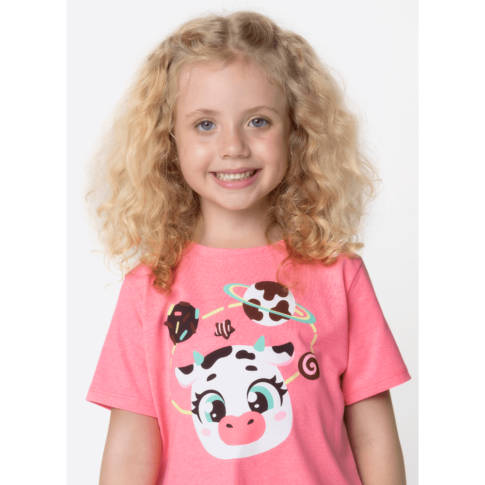 Pijama Manga Curta Algodão Menina Vaca Chocolate - 2