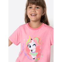Pijama Manga Curta Algodão Menina Unicórnio Encantado - 2
