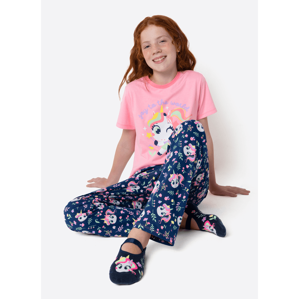 Pijama Manga Curta Menina Teen Unicórnio Encantado - 3