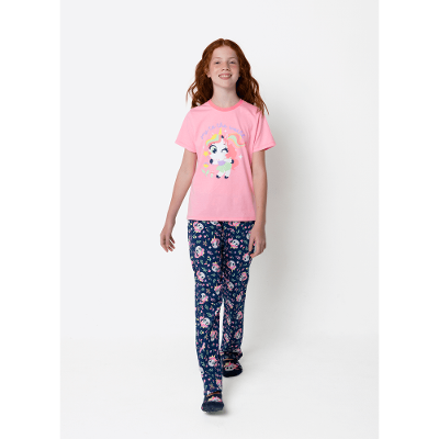 Pijama Manga Curta Menina Teen Unicórnio Encantada