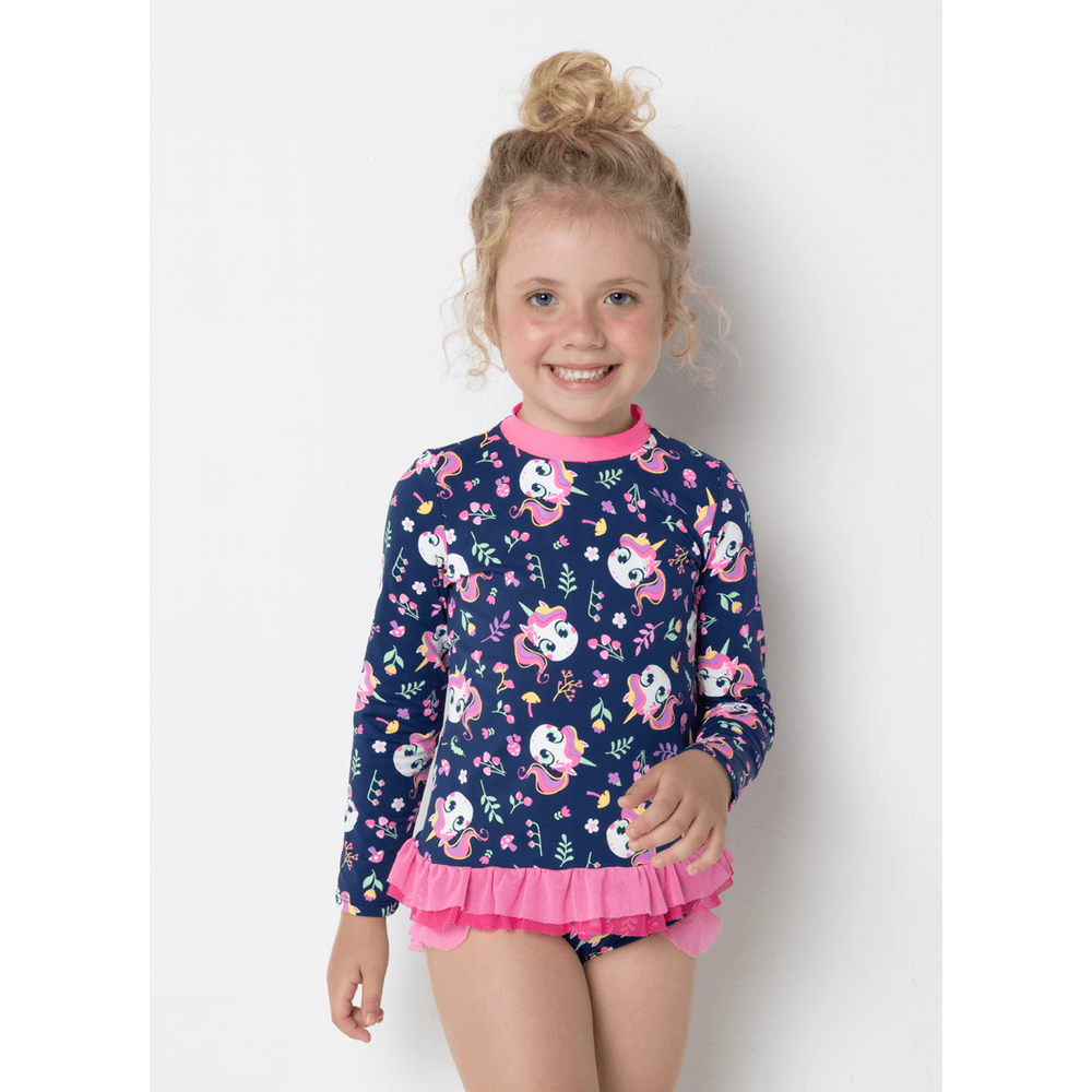 Camiseta Com Proteção Solar Menina Unicórnio Encantado - 3