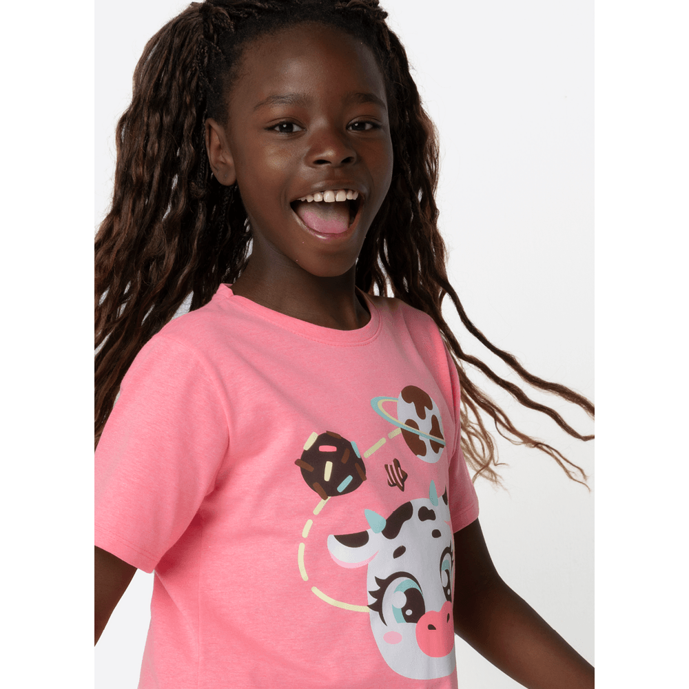Pijama Manga Curta Algodão Menina Teen Vaca Chocolate - 2