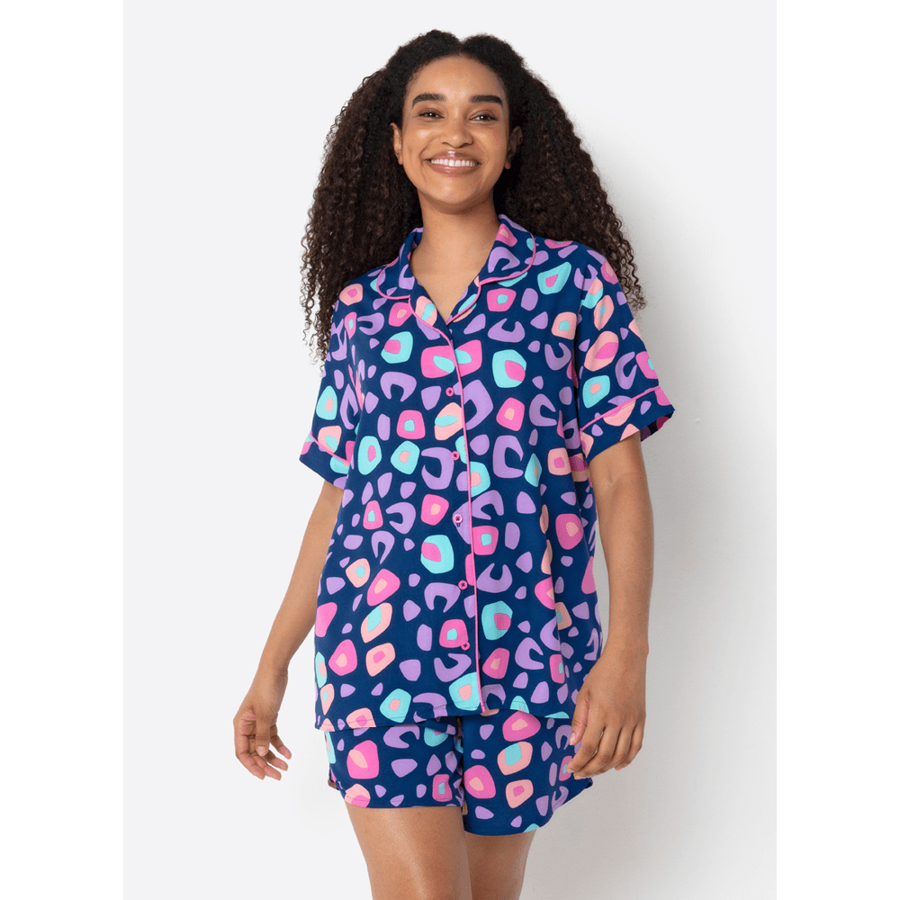 Pijama Manga Curta Viscose Feminino Onça - 1